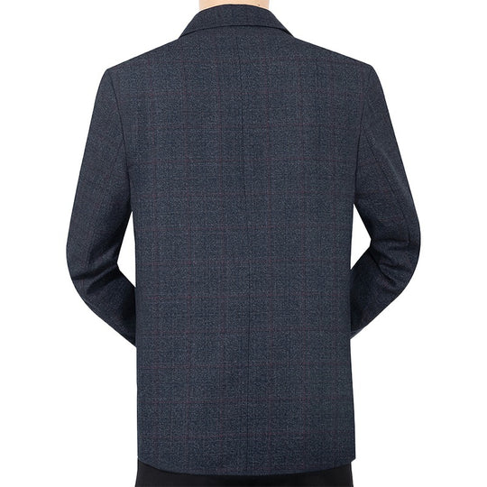 Herren Karierter halbstrukturierter Casual-Blazer aus Wollmix mit aufgesetzten Taschen EB