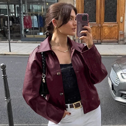 Damen Kunstlederjacke im modischen Oversized-Schnitt EB