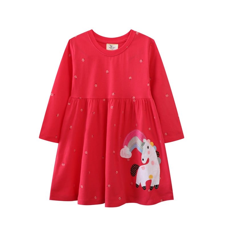 Mädchen Langarmkleid mit bezauberndem Einhorn-Design EB