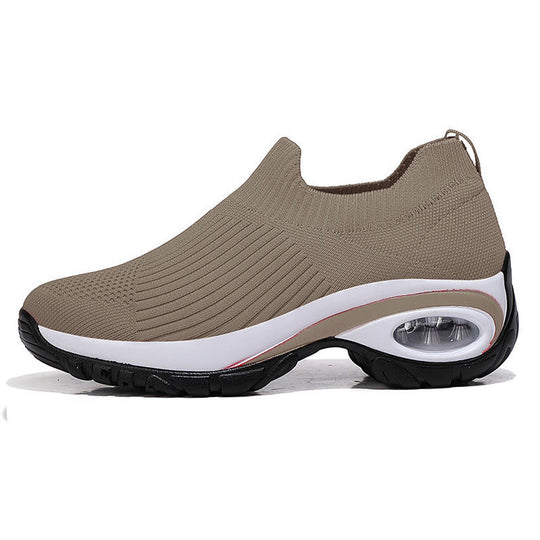 Damen Komfortable Slip-On Sneakers mit atmungsaktiver Strickoberfläche EB