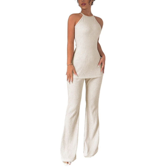 Damen Strick-Set mit weiter Hose und minimalistischen Design EB