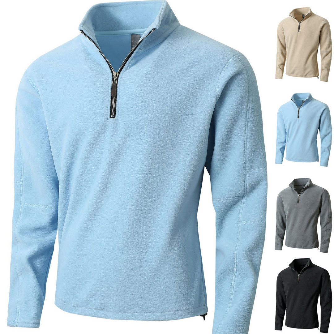 Herren Fleece-Pullover mit halblangem Reißverschluss und Stehkragen EB