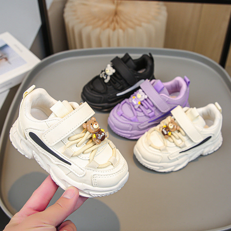 Damen Sportliche Kinder Sneakers mit praktischem Klettverschluss und tierischen Applikationen EB