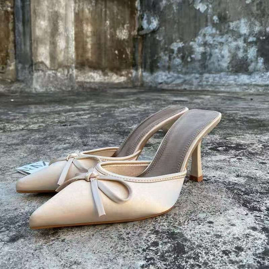 Damen elegante Slingback-Pumps mit feiner Schleifenverzierung EB