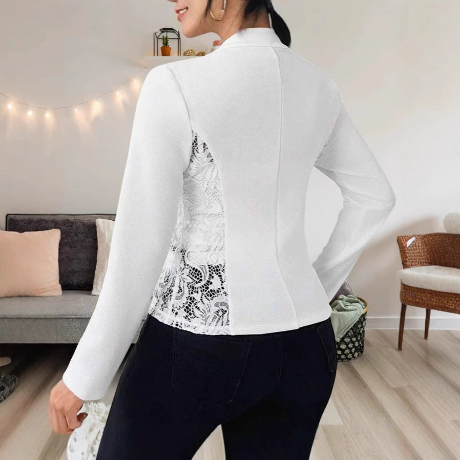Damen elegante Blazerjacke mit Spitze und modernem Schnitt EB