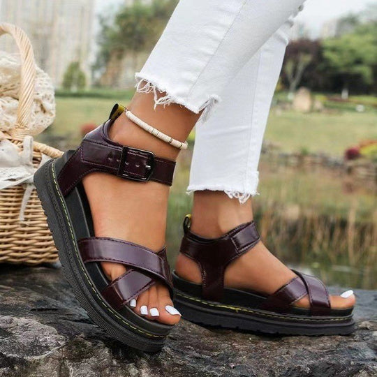 Damen Komfortable Riemchen-Sandalen mit verstellbarem Riemendesign und rutschfester Sohle EB