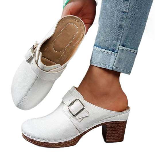 Damen Komfortable Clogs mit dekorativem Schnallenverschluss EB