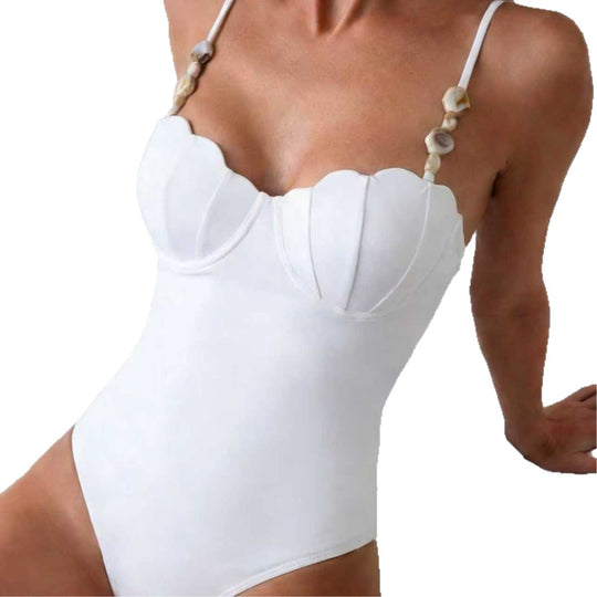 Damen Eleganter Bademode-Einteiler mit romantischen Muscheldetails EB