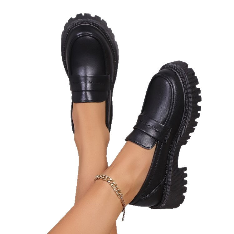 Damen Modische Lacklederschuhe mit robustem Profil EB
