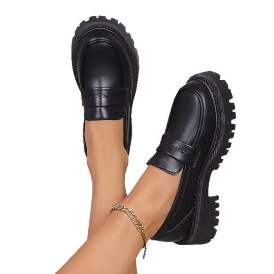 Damen Modische Lacklederschuhe mit robustem Profil EB