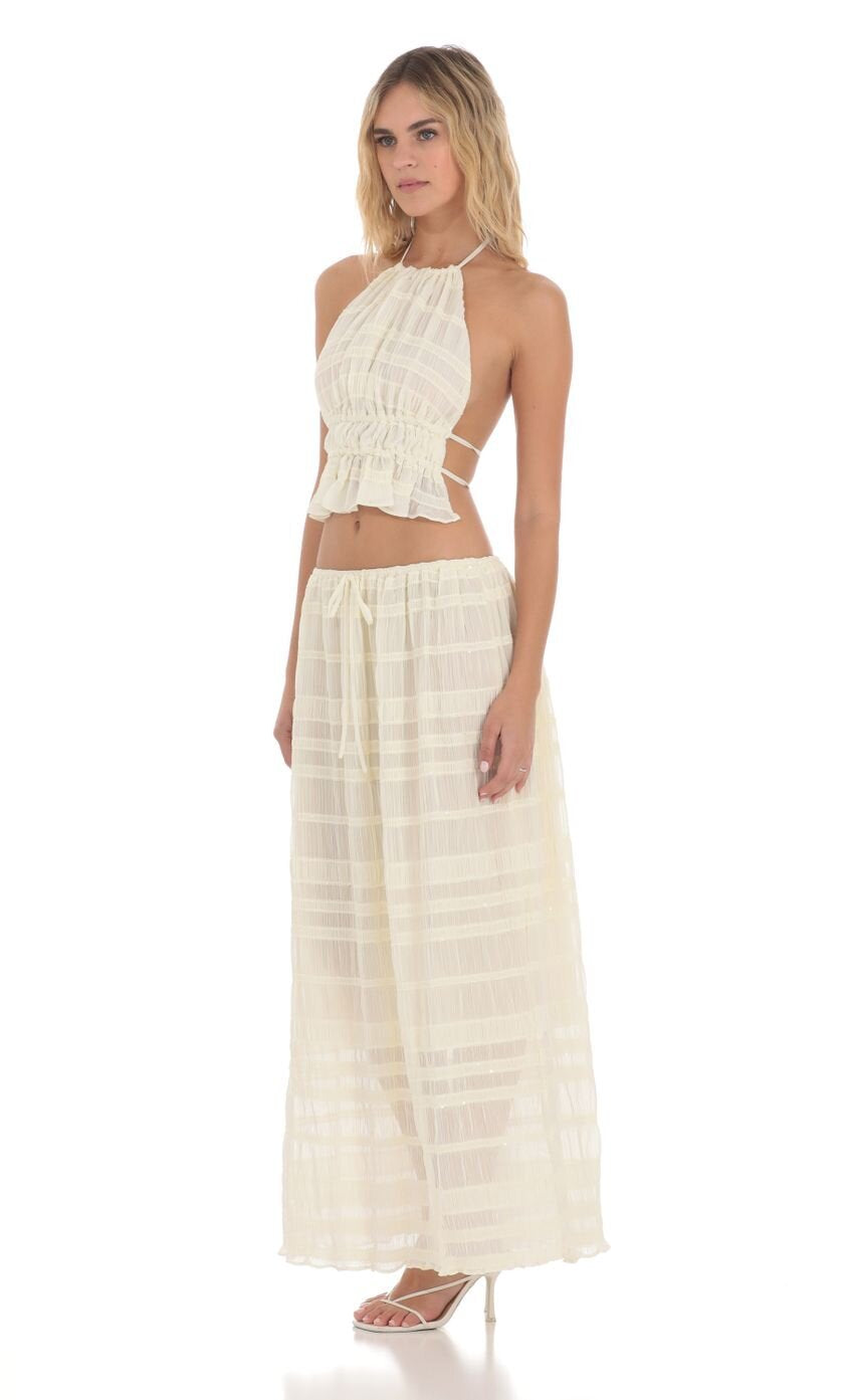 Damen ärmelloses Boho-Crop-Top mit elastischer Taillenraffung und plissierten Details EB