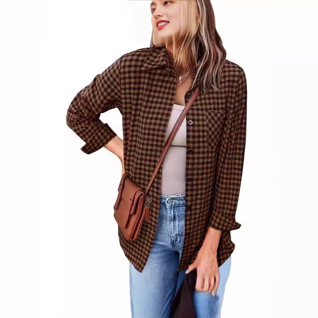 Femme Button-Up Gingham Check Shirt EB