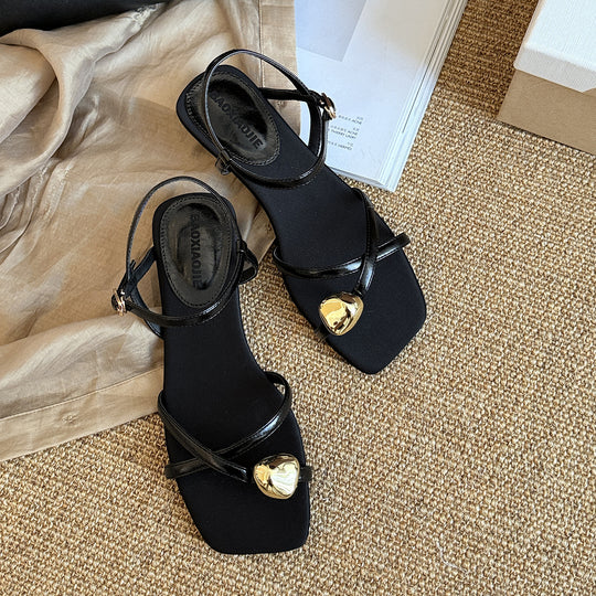 Damen Elegante Sandalen mit verstellbaren Riemen und glänzenden Akzenten EB