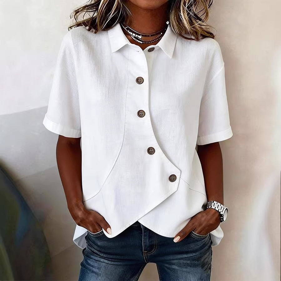 Damen Besonders gestaltete Bluse mit einzigartigem Knopfdetail EB