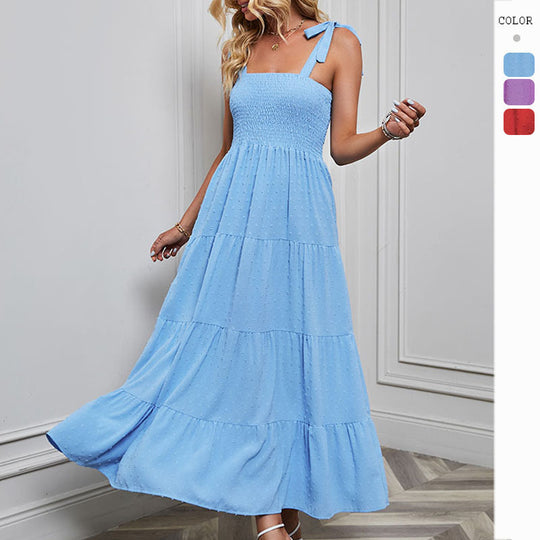 Damen Maxikleid mit zartem Smock-Oberteil und verstellbaren Trägern EB