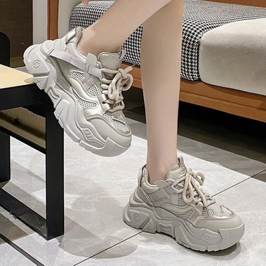 Damen Chunky Sneaker mit atmungsaktivem Mesh und stabiler Sohle EB