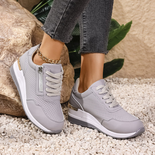 Damen Komfortable Sneaker mit dekorativen Reißverschluss EB
