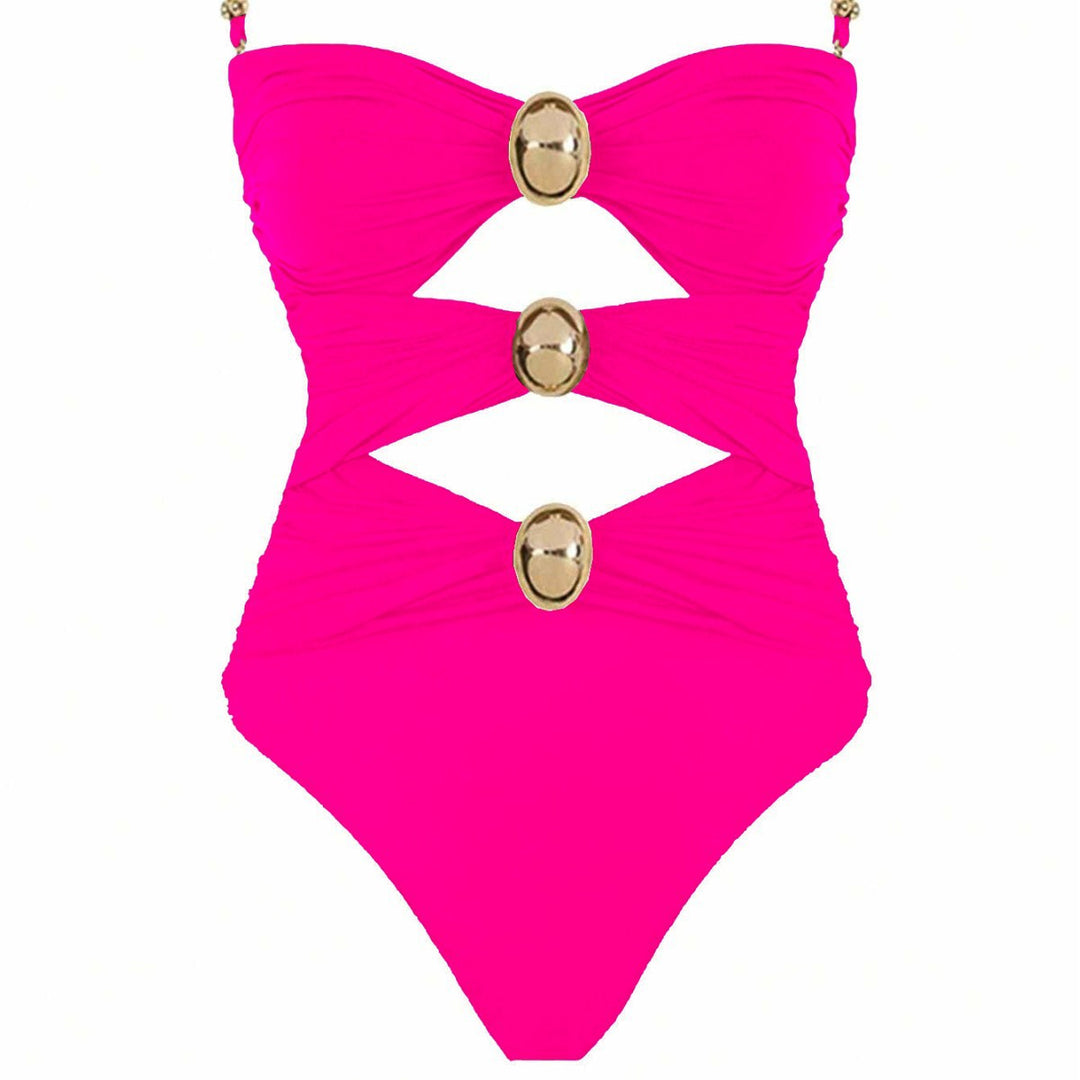 Damen Einteiler-Badeanzug mit raffinierten Cut-Outs und dekorativen Metallakzenten EB