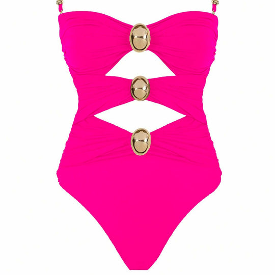 Damen Einteiler-Badeanzug mit raffinierten Cut-Outs und dekorativen Metallakzenten EB