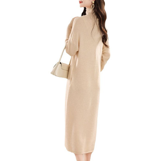 Damen Elegantes Strickkleid mit Rollkragen und Oversized-Schnitt EB