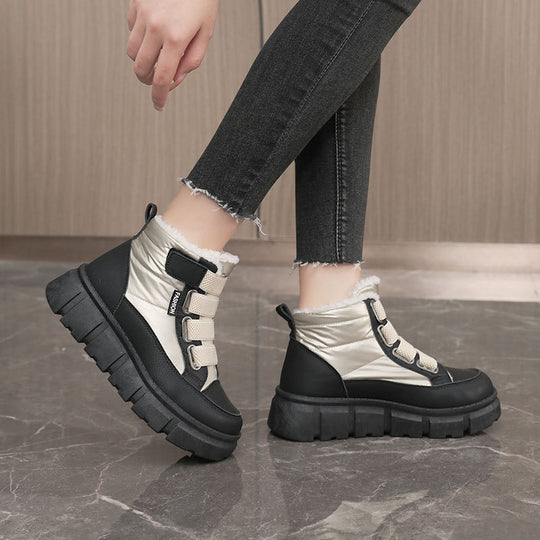 Damen Winterstiefel mit warmem Fleece-Futter und praktischen Klettverschlüssen EB