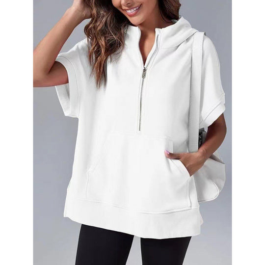 Damen Lässiger Kapuzenpullover mit Reißverschluss und praktischen Taschen EB