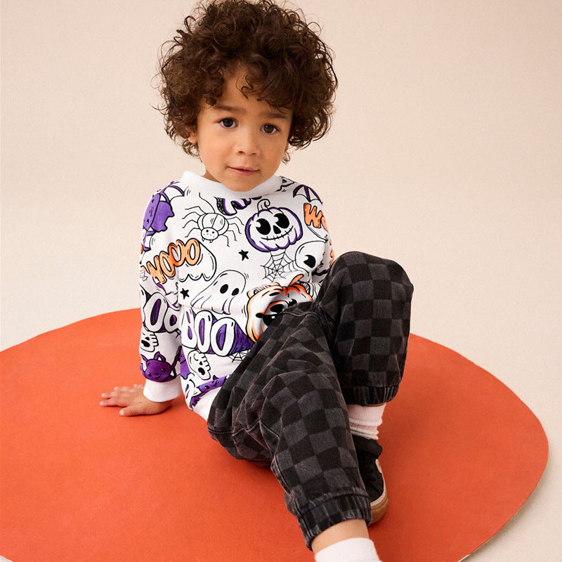 Jungen Sweatshirt mit fröhlichem Halloween-Motiv EB