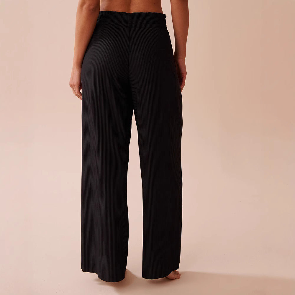 Damen Plissee-Hose mit elastischem Bund und Seitentaschen EB
