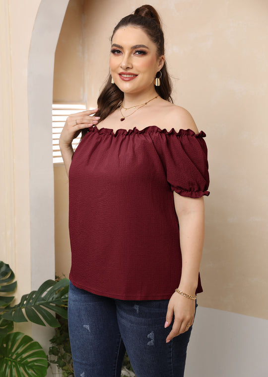 Damen Off-Shoulder Oberteil mit Volant EB