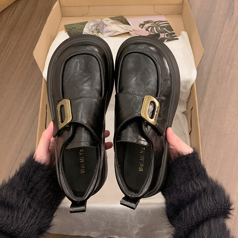 Damen Modische Slipper mit glänzenden Schnallen und bequemer Plateausohle EB