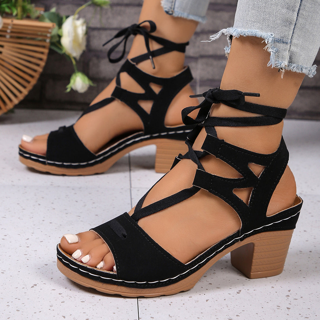 Damen modische Riemchen-Sandalen mit dekorativem Knoten EB