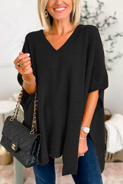 Damen V-Ausschnitt Oversized-Tunika EB