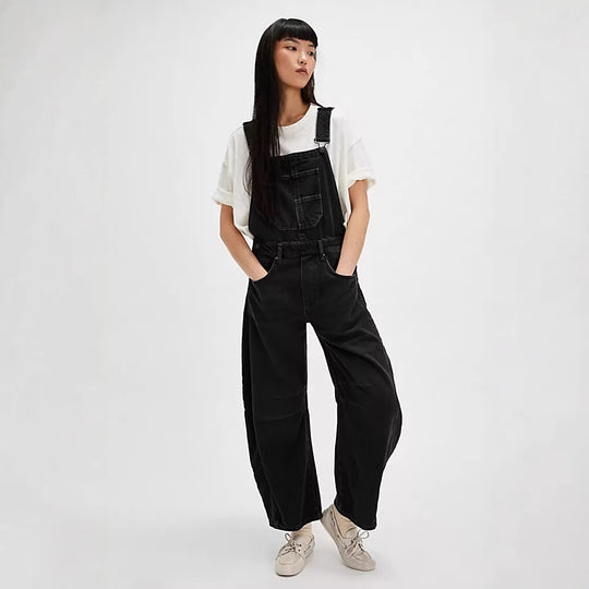 Damen lässige Denim-Latzhose im modernen Schnitt mit verstellbaren Trägern EB