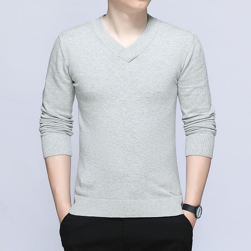 Herren eleganter Pullover mit V-Ausschnitt und feiner Strickstruktur EB