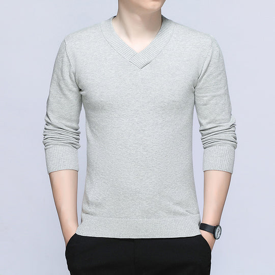 Herren eleganter Pullover mit V-Ausschnitt und feiner Strickstruktur EB