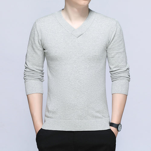 Herren eleganter Pullover mit V-Ausschnitt und feiner Strickstruktur EB