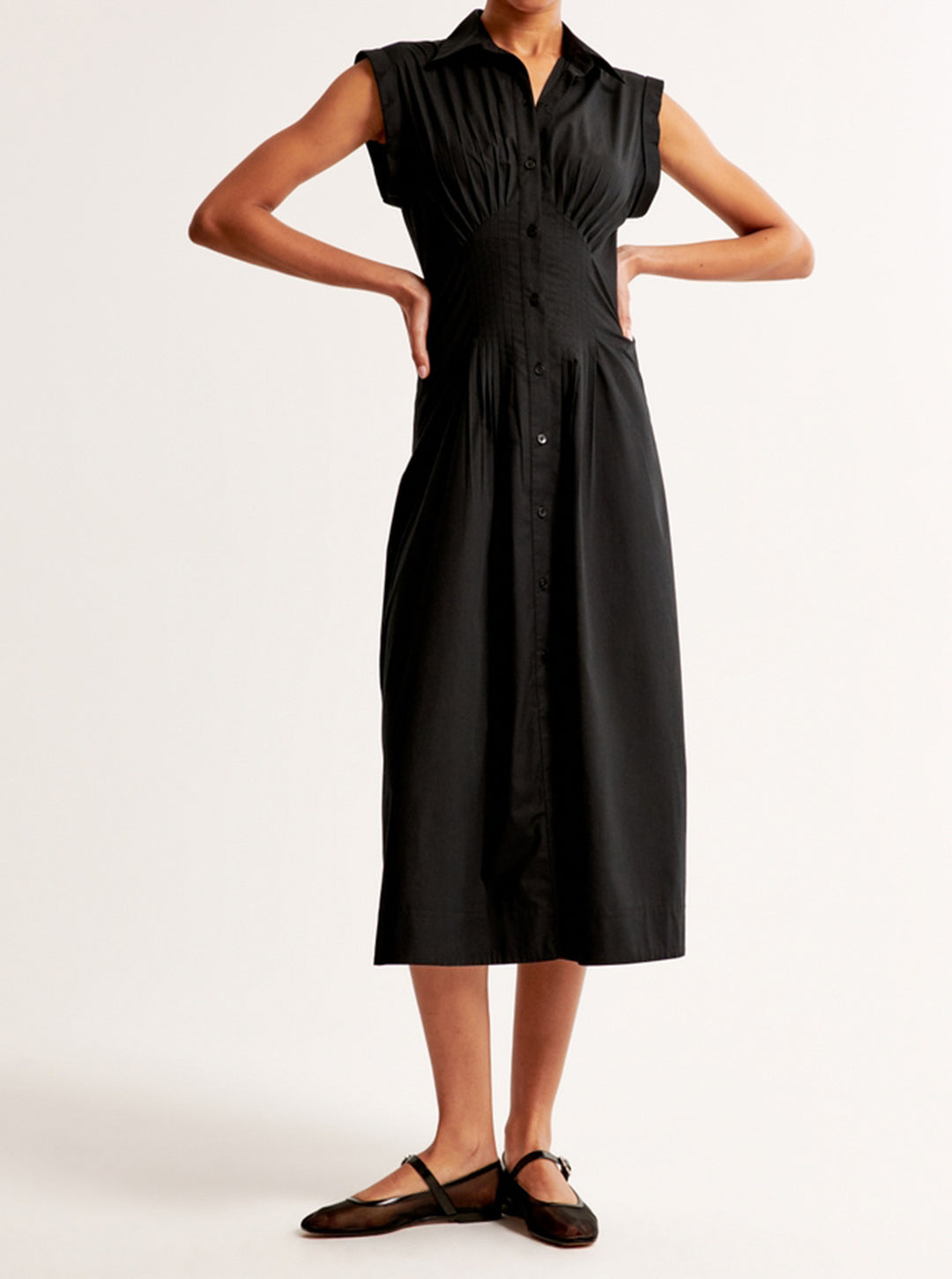 Damen Maxikleid mit Schulterklappen und klassischem Knopfverschluss EB