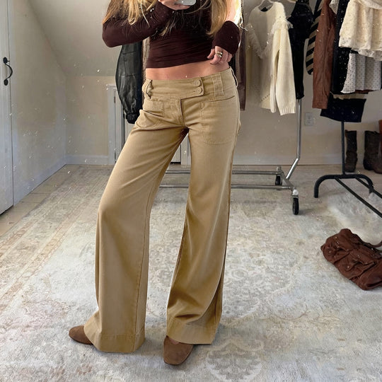 Damen weite Baumwollhose mit eleganter Schnittführung und praktischen Taschen EB