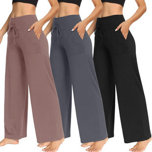 Damen Bequeme Freizeithose mit weitem Schnitt und Kordelzug EB