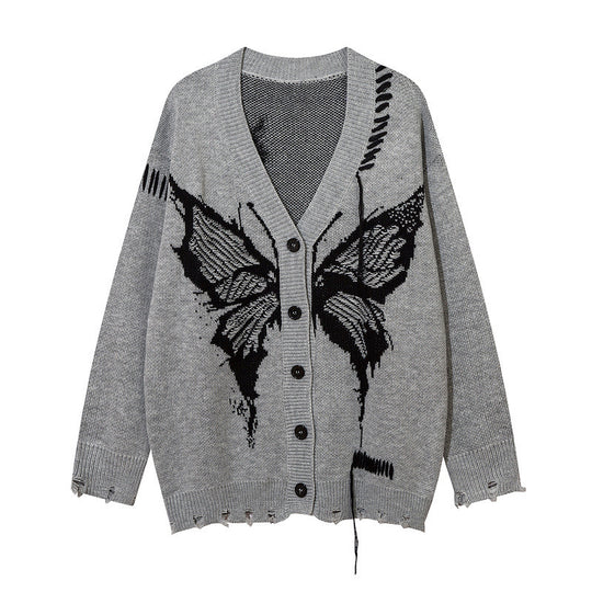 Damen Strickjacke mit kreativem Schmetterlingsdesign und lässigem Schnitt EB