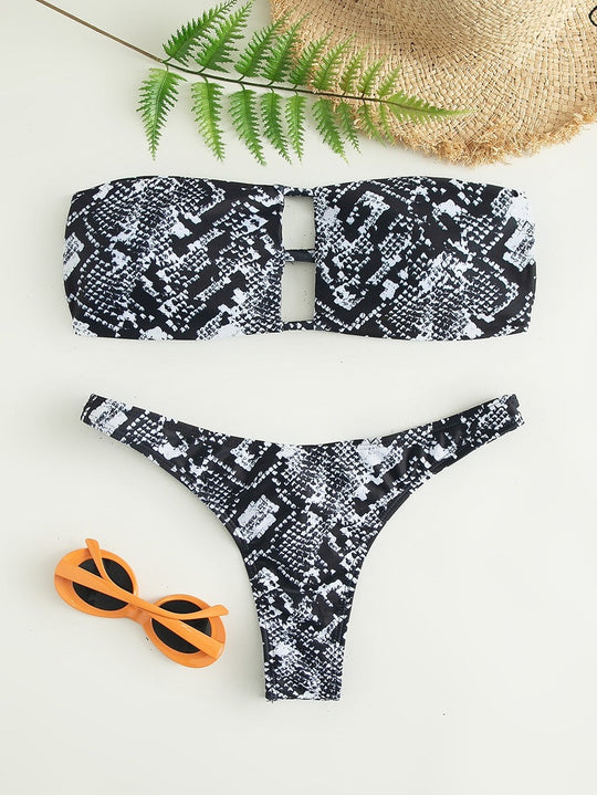 Damen Bandeau-Bikini-Set mit modischem Cut-Out EB