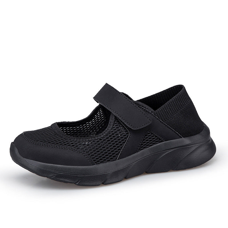 Damen nan Komfort-Riemchen-Sneaker mit Klettverschluss nahtlosem Strickschaft und dämpfender Leichtsohle EB