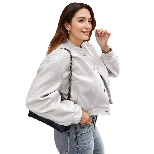 Damen modische Sweatjacke im sportlichen Stil mit Knopfleiste EB
