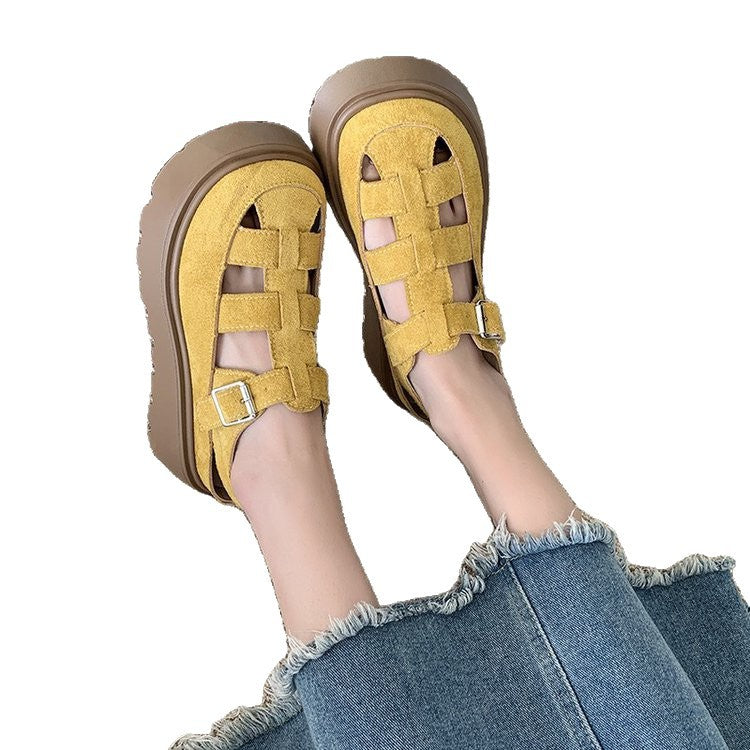 Damen Cushioned Plateau-Sandalen mit modischen Riemchen und weichem Obermaterial EB