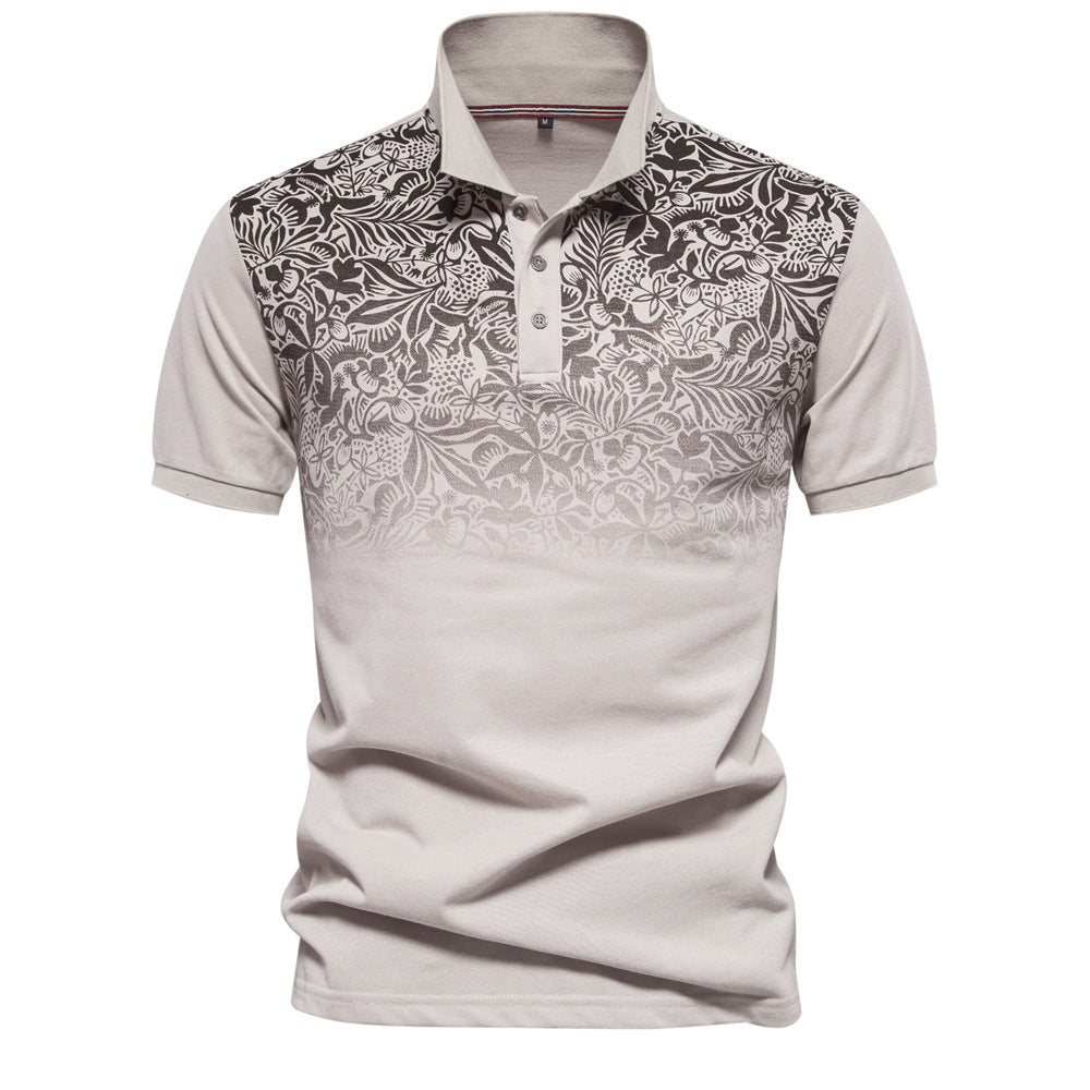 Herren Poloshirt mit floralen Ornamenten und klassischem Kragen EB