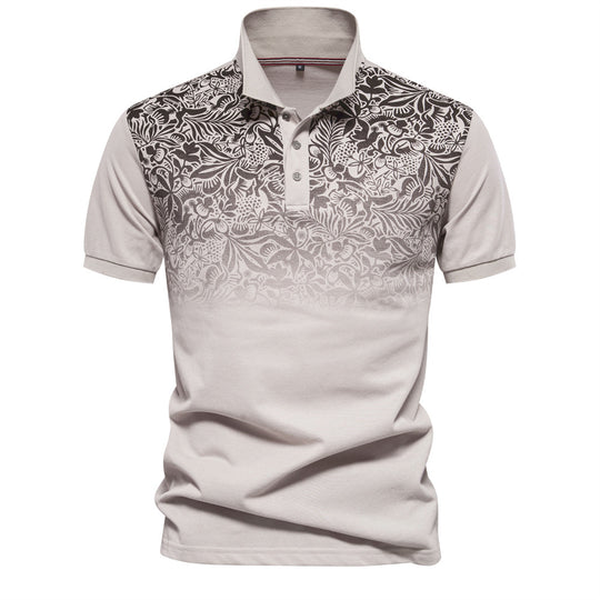 Herren Poloshirt mit floralen Ornamenten und klassischem Kragen EB