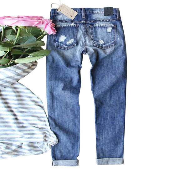 Damen Jeans im kreativen Design mit Spooky-Motiven und lässigem Fit EB