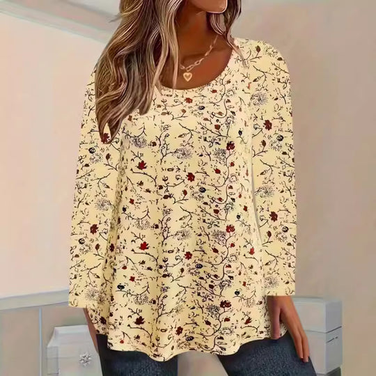 Damen Blusenshirt mit floralen Akzenten und lockerer Passform EB