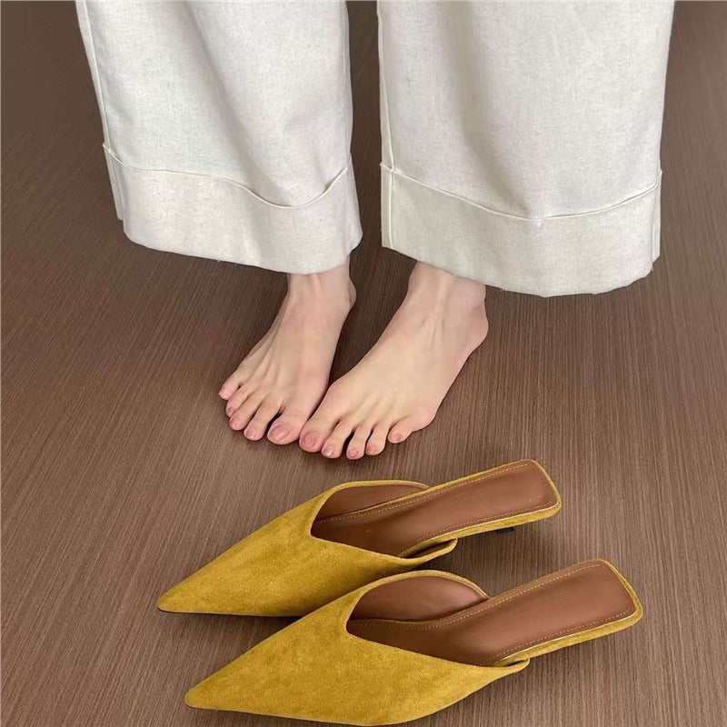 Damen spitze Mules mit elegantem Velourslederfutter EB