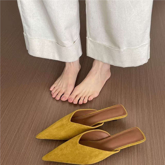 Damen spitze Mules mit elegantem Velourslederfutter EB